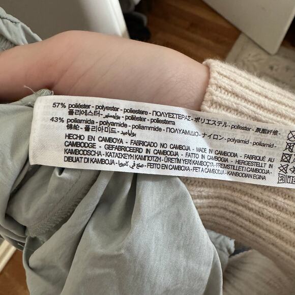 Zara Nylon Blend Full Length Pants Light Green High Rise Size Large wide leg - Picture 9 of 9